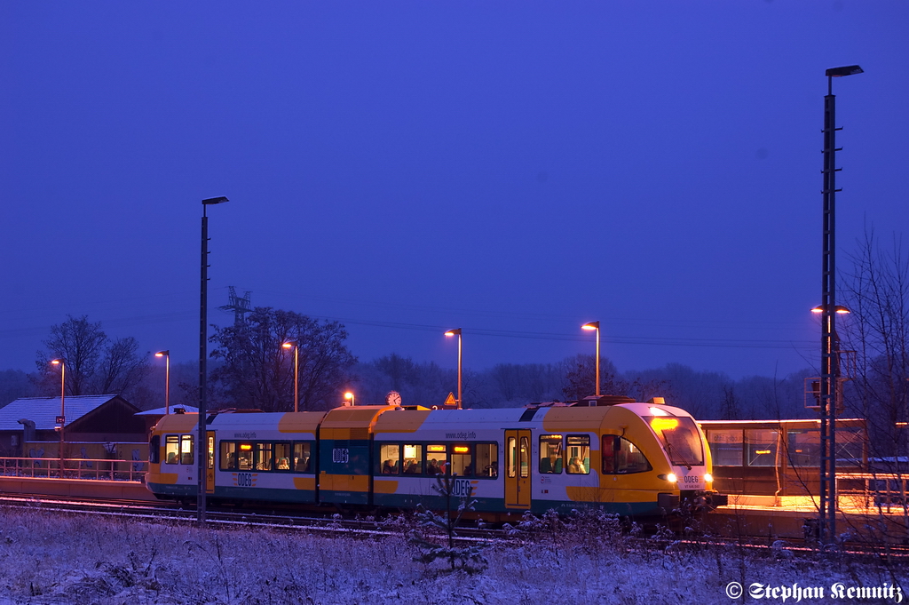 VT 646.043 (646 043-9) ODEG - Ostdeutsche Eisenbahn GmbH als OE51 (OE 68983) von Rathenow nach Brandenburg Hbf in Rathenow. 23.01.2012
