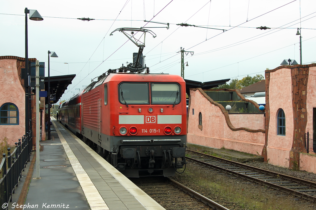 114 015-1 mit dem RE20 (RE 17627) von Uelzen nach Halle(Saale)Hbf in Uelzen. 18.10.2013