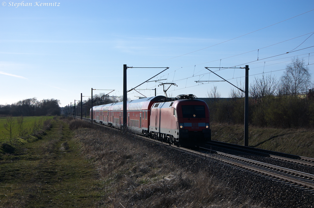 182 008 mit dem RE1 (RE 18123) von Magdeburg Hbf nach Frankfurt(Oder) in Brandenburg(Havel). 08.03.2014