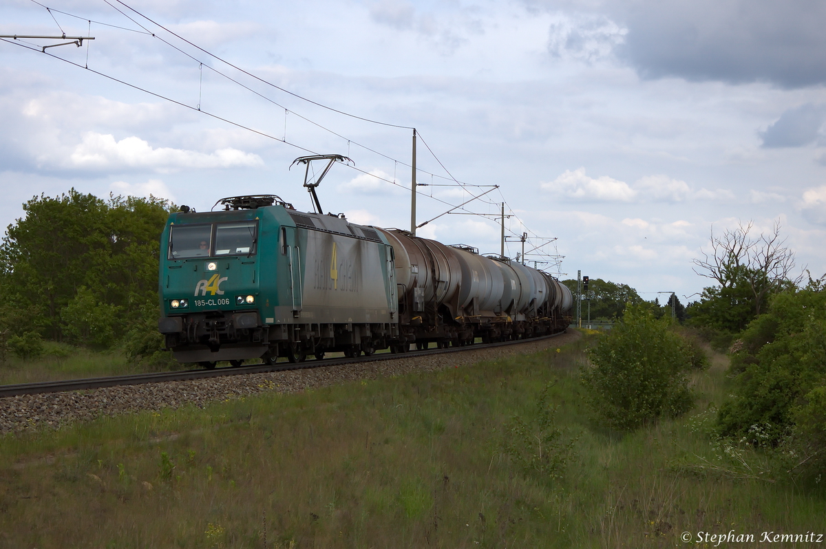 185-CL 006 (185 506-3) Captrain Deutschland GmbH für ITL - Eisenbahngesellschaft mbH mit einem Kesselzug in Stendal und fuhr in Richtung Salzwedel weiter. 16.05.2014