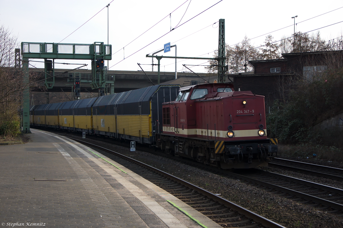 204 347-9 (202 347-1) PRESS mit einem Autotransportzug in Hamburg-Harburg. 17.03.2015