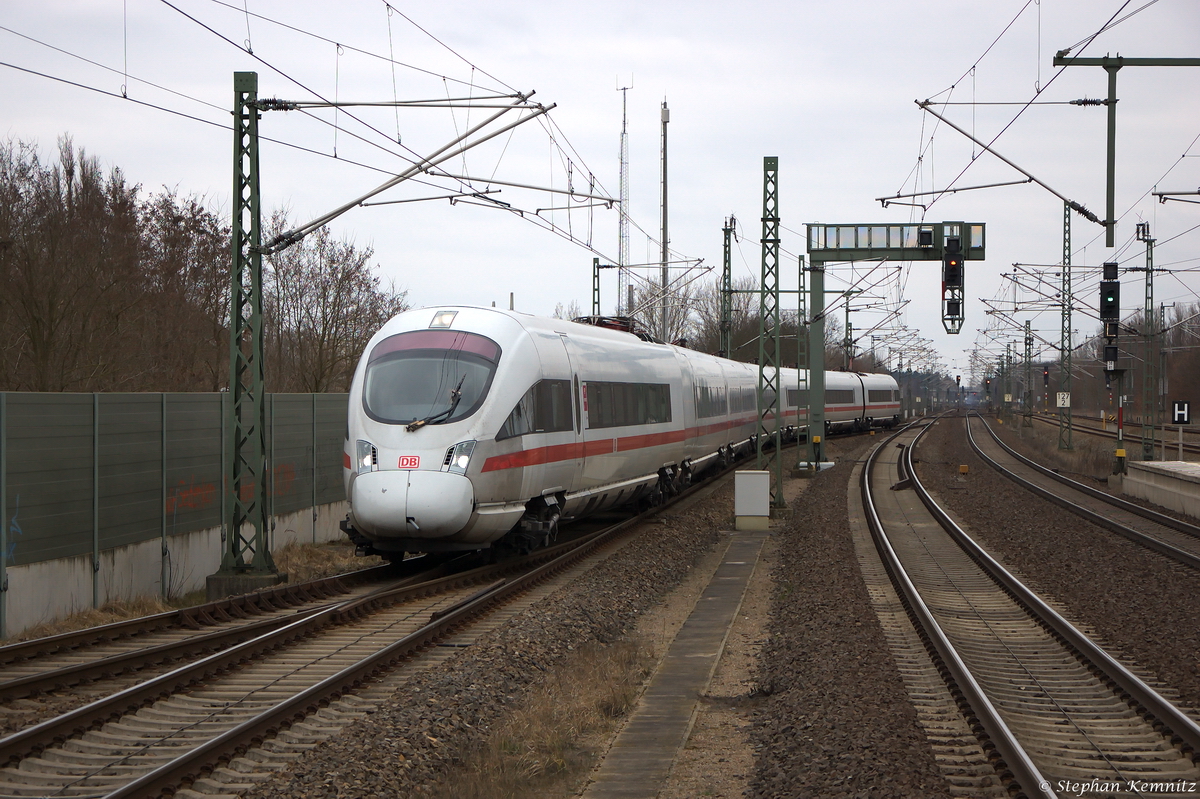 411 053-2  Ilmenau  als ICE 1507 von Hamburg-Altona nach Leipzig Hbf, bei der Einfahrt in Wittenberge. 13.03.2015