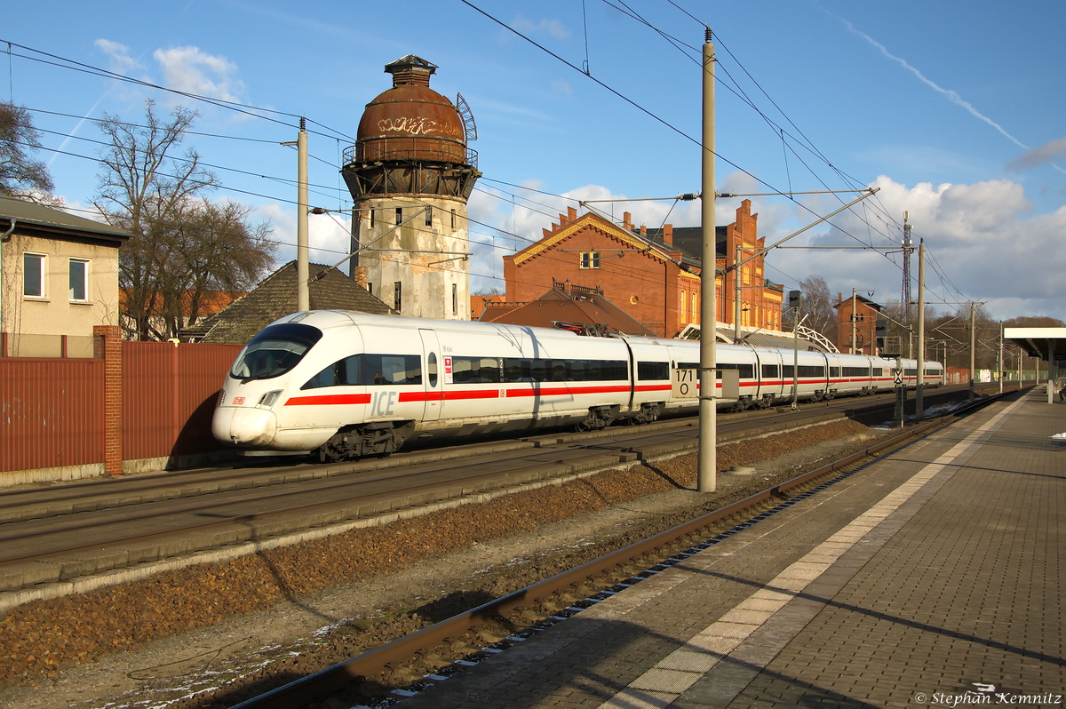 411 529-1  Kiel  als ICE 1193 von Berlin Südkreuz nach Frankfurt(Main)Hbf in Rathenow. 08.02.2015