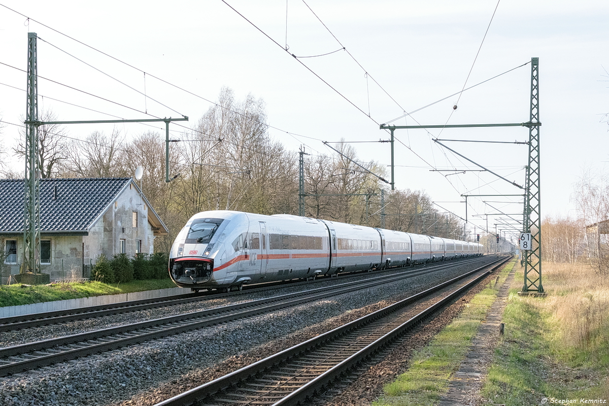 412 008-3 als ICE 603 von Hamburg-Altona nach München Hbf in Friesack. 30.03.2019
