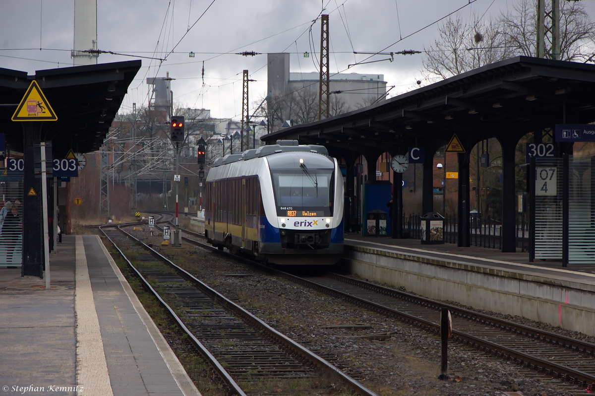 648 470-2 Heidekreuzbahn GmbH (erixx) als RB37 (erx81675) von Bremen und Uelzen in Uelzen. 21.03.2015