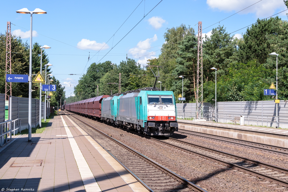 E 186 243 (5270 001-8) & E 186 248 (5270 002-6) VPS - Verkehrsbetriebe Peine-Salzgitter GmbH mit einem Falns Ganzzug in Bienenbüttel und fuhren weiter in Richtung Uelzen. 19.08.2016