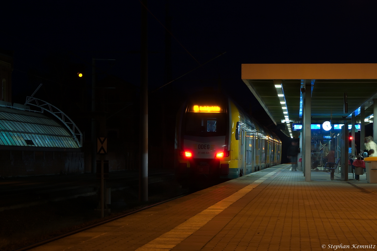 ET 445.105 (445 105-0) ODEG - Ostdeutsche Eisenbahn GmbH als RE4 (RE 84027) von Rathenow nach Ludwigsfelde in Rathenow. 22.11.2014