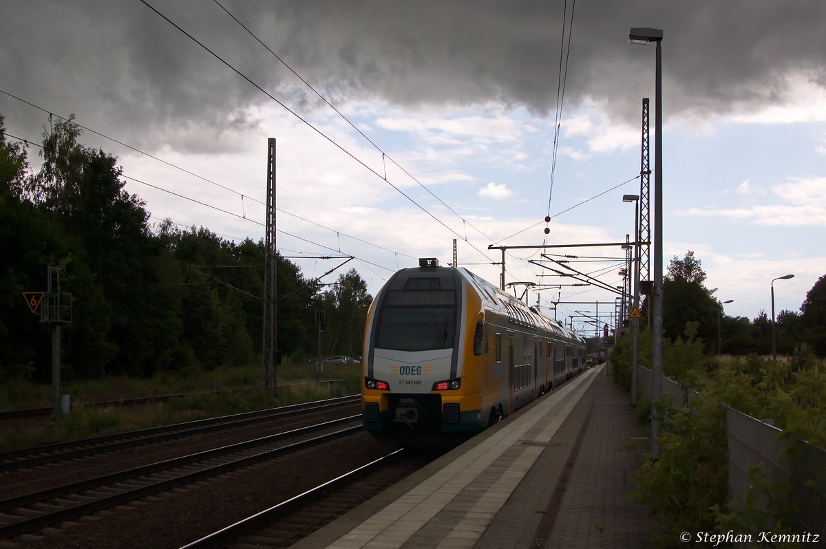 ET 445.108 (445 108-4) ODEG - Ostdeutsche Eisenbahn GmbH als RE4 (RE 84022) von Ludwigsfelde nach Rathenow in Ludwigsfelde. 24.06.2014