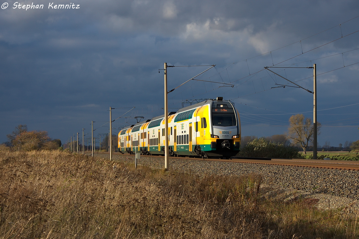 ET 445.115  Eberswalde  (445 115-9) ODEG - Ostdeutsche Eisenbahn GmbH als RE2 (RE 37372) von Wittenberge nach Cottbus in Vietznitz. 29.10.2013