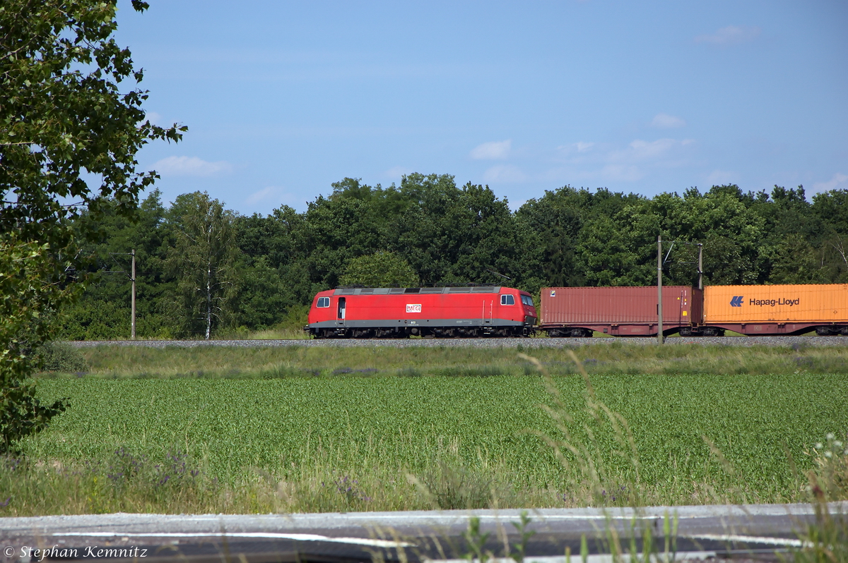 MEG 803 (156 003-6) Mitteldeutsche Eisenbahn GmbH mit einem Containerzug in Stendal und fuhr in Richtung Wittenberge weiter. 07.06.2014