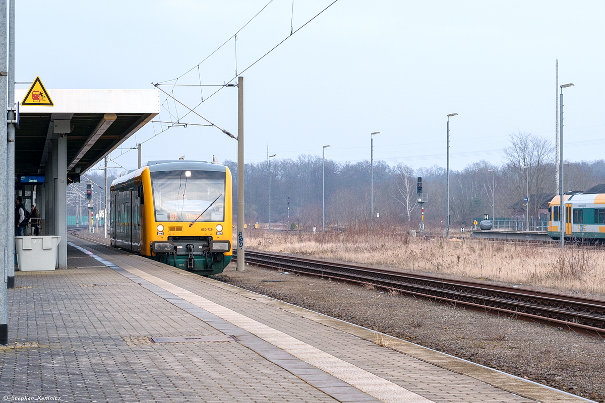 VT 650.739  Bad Saarow  (650 739-5) ODEG - Ostdeutsche Eisenbahn GmbH als RB34 (RB 63915) von Rathenow nach Stendal in Rathenow. 10.03.2018