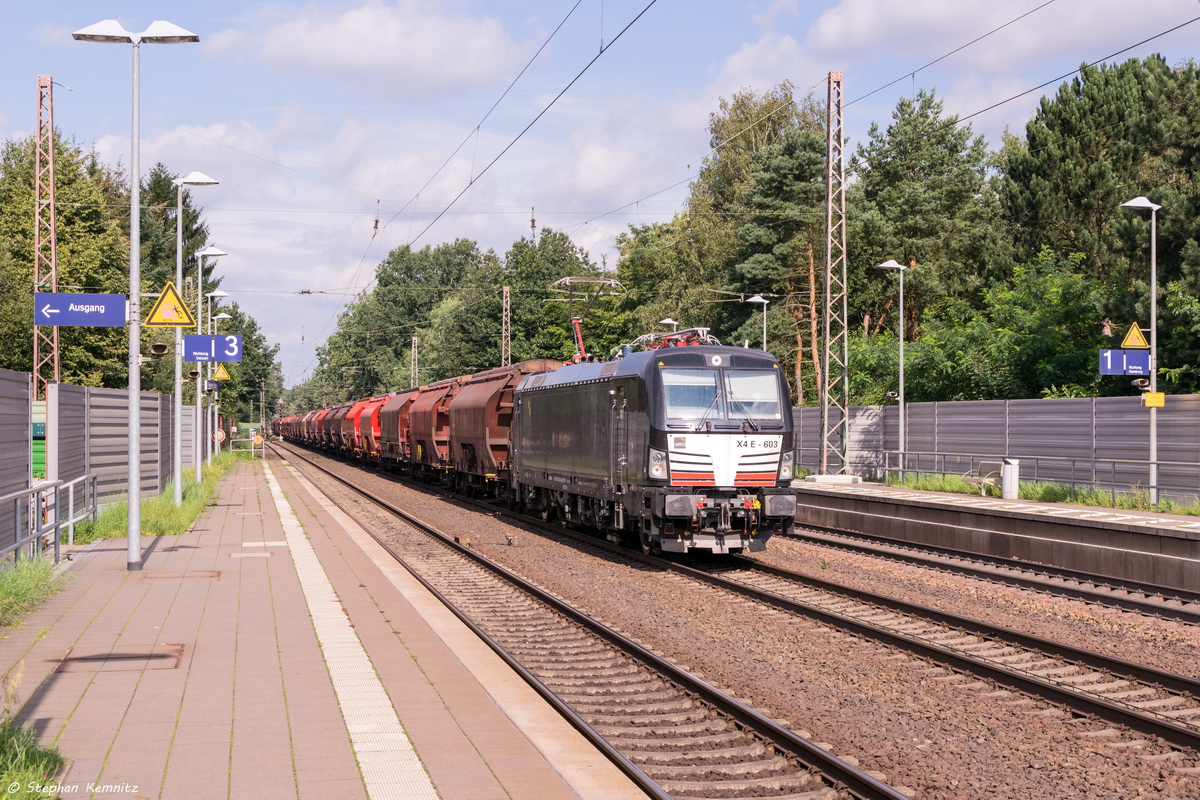 X4 E - 603 (193 603-8) MRCE - Mitsui Rail Capital Europe GmbH für DB Schenker Rail Deutschland AG mit einem Kalizug in Bienenbüttel und fuhr weiter in Richtung Uelzen. 04.09.2015