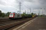 185 649-1 akiem für ITL - Eisenbahngesellschaft mbH mit einem Schienengüterzug, bei der Durchfahrt in Berlin-Schönefeld Flughafen und fuhr in Richtung Genshagener Heide weiter.
