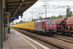 189 800-6  Meerane  PRESS mit einem leeren Holzzug in Berlin-Schönefeld Flughafen und fuhr weiter Richtung Grünauer Kreuz.
