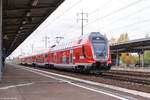 445 004-8 als RE5 (RE 4360) von Elsterwerda nach Rostock Hbf, wurde wegen einer Störung am Berliner Hbf (tief) über Berlin-Schönefeld Flughafen umgeleitet.