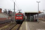 112 109 mit dem RE4 (RE 37329) von Rathenow nach Ludwigsfelde in Rathenow. 24.01.2012