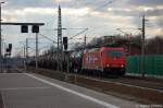 185 582-4 CBRail für HGK - Häfen und Güterverkehr Köln AG [HGK 2051] mit einem Kesselzug  Dieselkraftstoff oder Gasöl oder Heizöl (leicht)  in Rathenow in Richtung Wustermark unterwegs. 10.04.2012