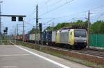 ES 64 F - 902 (152 197-0) ITL Eisenbahn GmbH mit einem Containerzug in Rathenow, in Richtung Wustermark unterwegs. 11.05.2012