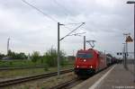 185 632-7 Alpha Trains für HGK - Häfen und Güterverkehr Köln AG [HGK 2067] und einer HGK Class 66 mit einem Kesselzug  Umweltgefährdender Stoff, flüssig  in Rathenow, in