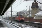 152 009-7 DB Schenker Rail Deutschland AG mit einem gemischtem Güterzug in Rathenow und fuhr in Richtung Wustermark weiter. 22.12.2012