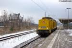 203 310-8 & 203 302-5 DB Netz AG bei der Durchfahrt in Rathenow und fuhren in Richtung Wustermark weiter. 15.01.2013