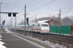401 010-4  Gelsenkirchen  als ICE 374 von Basel SBB nach Berlin Ostbahnhof in Rathenow. 08.02.2013