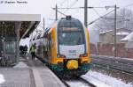 rathenow/248951/et-445109-445-109-2-odeg-- ET 445.109 (445 109-2) ODEG - Ostdeutsche Eisenbahn GmbH als RE4 (RE 37315) von Rathenow nach Ludwigsfelde in Rathenow. 10.02.2013