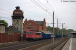 155 159-7 DB Schenker Rail Deutschland AG mit einem PKP-Cargo Eaos Ganzzug in Rathenow und fuhr in Richtung Stendal weiter. 07.05.2013