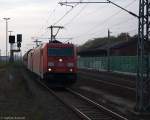 rathenow/379360/185-243-3--185-355-5-db 185 243-3 & 185 355-5 DB Schenker Rail Deutschland AG mit dem Erzpendel von Hamburg Hanseport nach Ziltendorf, wurden über Rathenow umgeleitet. 31.10.2014