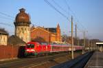182 009 mit dem IRE  Berlin-Hamburg-Express  (IRE 18098) von Berlin Ostbahnhof nach Hamburg Hbf, bei der Durchfahrt in Rathenow. 28.12.2014