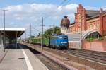 140 037-1 PRESS (140 831-9) mit einem leeren Holzzug in Rathenow und fuhr weiter in Richtung Wustermark. 24.05.2015 