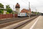 185 694-8 Railpool GmbH für LOCON LOGISTIK & CONSULTING AG mit einem H-Wagen Ganzzug in Rathenow und fuhr weiter in Richtung Stendal. 14.06.2015