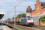 186 493-3 Railpool GmbH für Captrain Deutschland GmbH, mit einem Kesselzug  Eisessig oder Essigsäure, Lösung mit mehr als 80 Masse-% Säure , in Rathenow und fuhr weiter in Richtung Wustermark. 16.06.2024