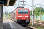 186 282-9, mit dem RE4 (RE 3149) von Falkenberg(Elster) nach Stendal Hbf, bei der Ausfahrt aus Rathenow. 16.06.2024