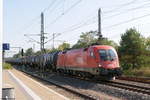 1016 040-8 Rail Cargo Carrier - Germany GmbH mit einem Kesselzug  Dieselkraftstoff oder Gasöl oder Heizöl (leicht)  in Wusterwitz und fuhr weiter in Richtung Magdeburg.