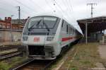 Am Gleis 4 in Stendal steht der IC 2049 von Kln Hbf nach Leipzig Hbf. Wegen einer Technischen Strung am Zug stand der Zug in Stendal etwas 15 min. 05.05.2012