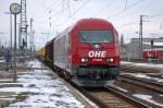 270082 (223 103-3) OHE - Osthannoversche Eisenbahnen AG mit einem leeren Holzzug, bei der Durchfahrt in Stendal und fuhr in Richtung Magdeburg weiter. 17.03.2013