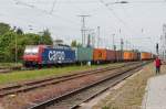482 033-8 SBB Cargo für HSL Logistik GmbH mit einem PKP Cargo Containerzug in Stendal und fuhr weiter in Richtung Rathenow.