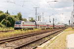 146 555-8 mit einer IC2 Dostos Garnitur aus Richtung Wittenberge kommend in Stendal und fuhr weiter in Richtung Magdeburg.