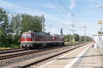 232 223-8 DGT - Deutsche Gleis- und Tiefbau GmbH mit der Wagenlok 232 550-4 in Wusterwitz und fuhr weiter in Richtung Brandenburg.