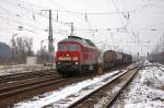 232 469-7 DB Schenker Rail Deutschland AG mit einem gemischtem Gterzug in Priort und fuhr in Richtung Golm weiter. 14.02.2013
