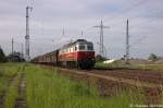 br-1232-v-300/268333/232-409-3-db-schenker-rail-deutschland 232 409-3 DB Schenker Rail Deutschland AG mit einem H-Wagen Ganzzug in Satzkorn und fuhr in Richtung Golm weiter. 16.05.2013