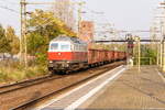 232 092-7 DB Cargo mit einem E-Wagen Ganzzug in Brandenburg und fuhr weiter nach Brandenburg Altstadt.