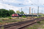 261 002-0 northrail GmbH für e.g.o.o. Eisenbahngesellschaft Ostfriesland-Oldenburg mbH mit einem Faccns Ganzzug in Magdeburg-Neustadt und fuhr weiter in Richtung Hauptbahnhof. 01.07.2016