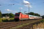 br-6101-adtranz/215621/101-134-5-mit-dem-ic-2431 101 134-5 mit dem IC 2431 'Borkum' von Emden Auenhafen nach Cottbus in Satzkorn. 17.08.2012