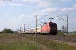 101 108-9 mit dem IC 2907 für ICE 919 von Hamburg-Altona nach München Hbf. in Vietznitz. Hinten am Zug schob die 101 024-8. 25.04.2014