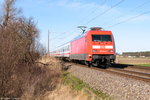 101 104-8 mit dem IC 2239  Warnow  von Rostock Hbf nach Leipzig Hbf in Demker.