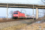 br-6101-adtranz/599312/101-029-7-mit-dem-ic-1921 101 029-7 mit dem IC 1921 von Berlin Ostbahnhof nach Köln Hbf in Nennhausen. 09.02.2018