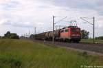 140 539-8 DB Schenker Rail Deutschland AG mit einem gemischtem Gterzug in Vietznitz und fuhr in Richtung Nauen weiter. 11.06.2013
