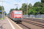 139 (143 822-5) RBH Logistics GmbH mit einer weiterin 143er und einer 145er Wagenlok in Bienenbüttel und fuhr weiter in Richtung Uelzen.